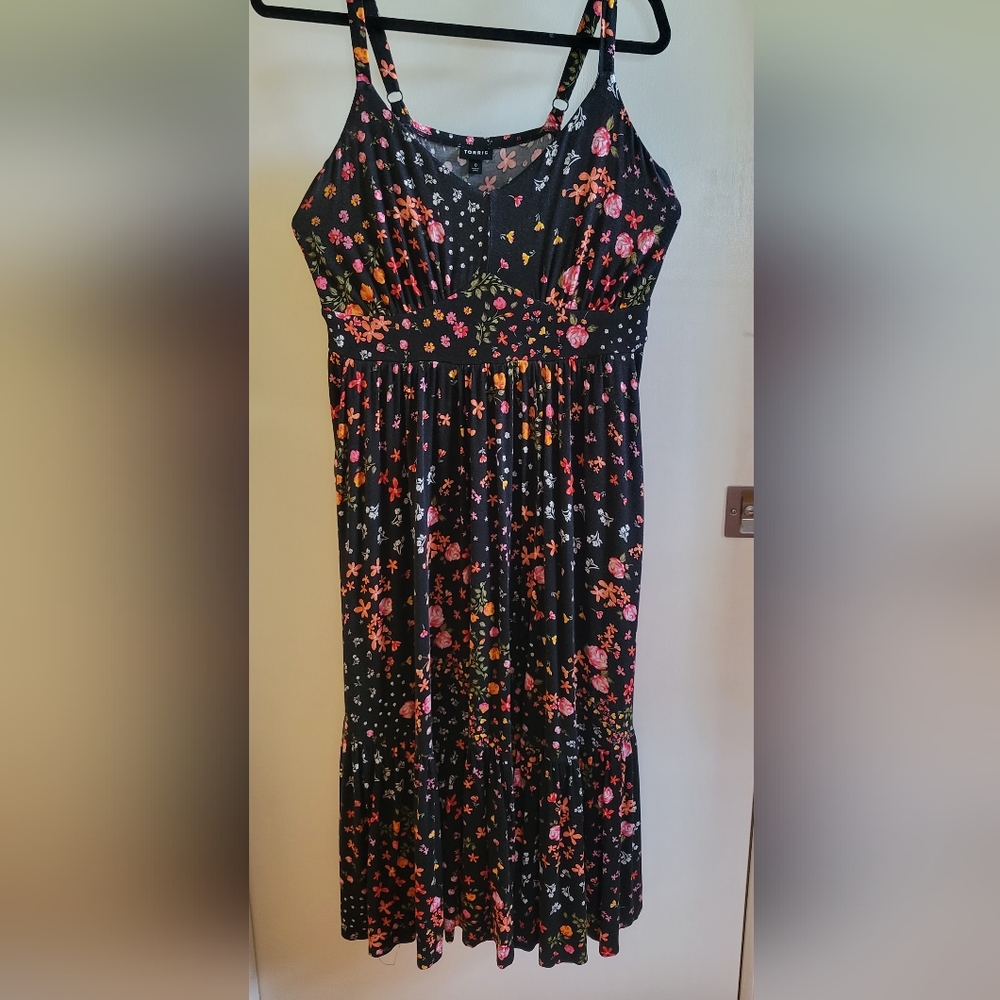 Torrid Midi Super Soft Tiered Dress Floral
